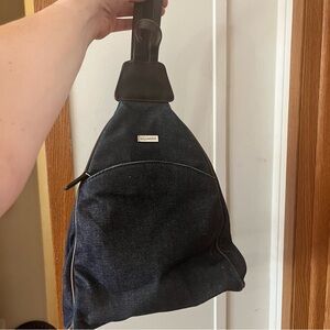 Villager Dark Wash Denim Crossbody Backpack Women’s Purse With Pockets